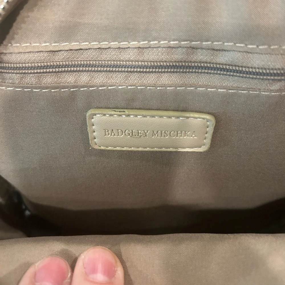 Badgley Mischka Mini Studded Backpack Quilted- Beige - Picture 4 of 5